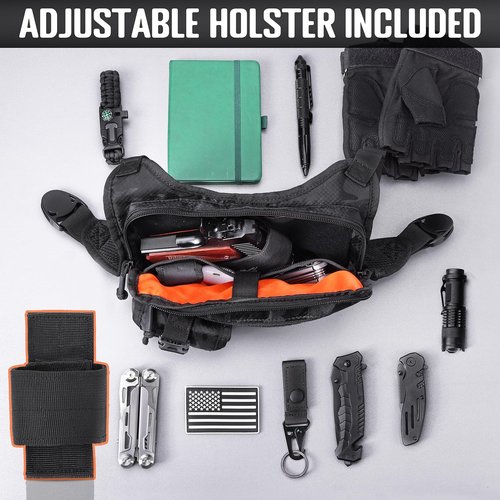 DEYACE Tactical Chest Bag - Adjustable Gun Vest Holster for Men | EDC Pack for Workouts, Running, Hiking