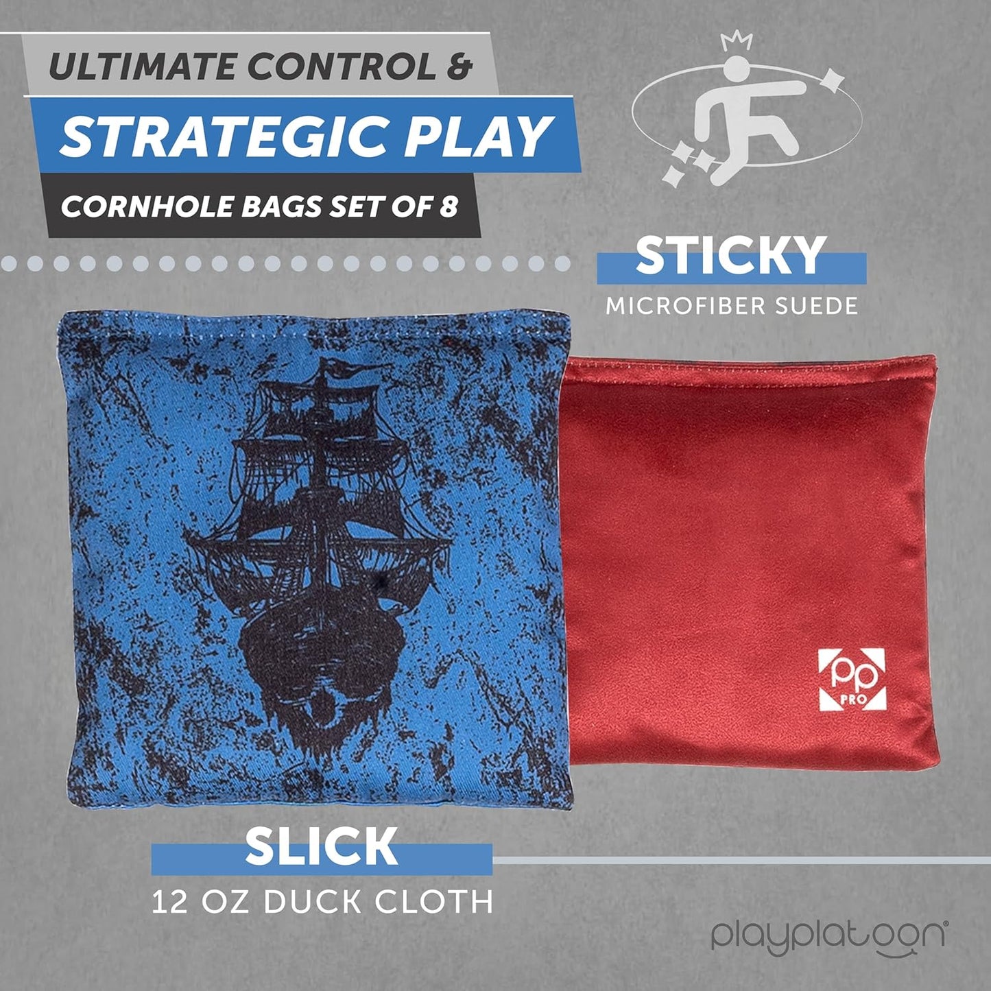 Skiennix Professional Cornhole Bags - Set of 8 Regulation All-Weather Double-Sided Bean Bags