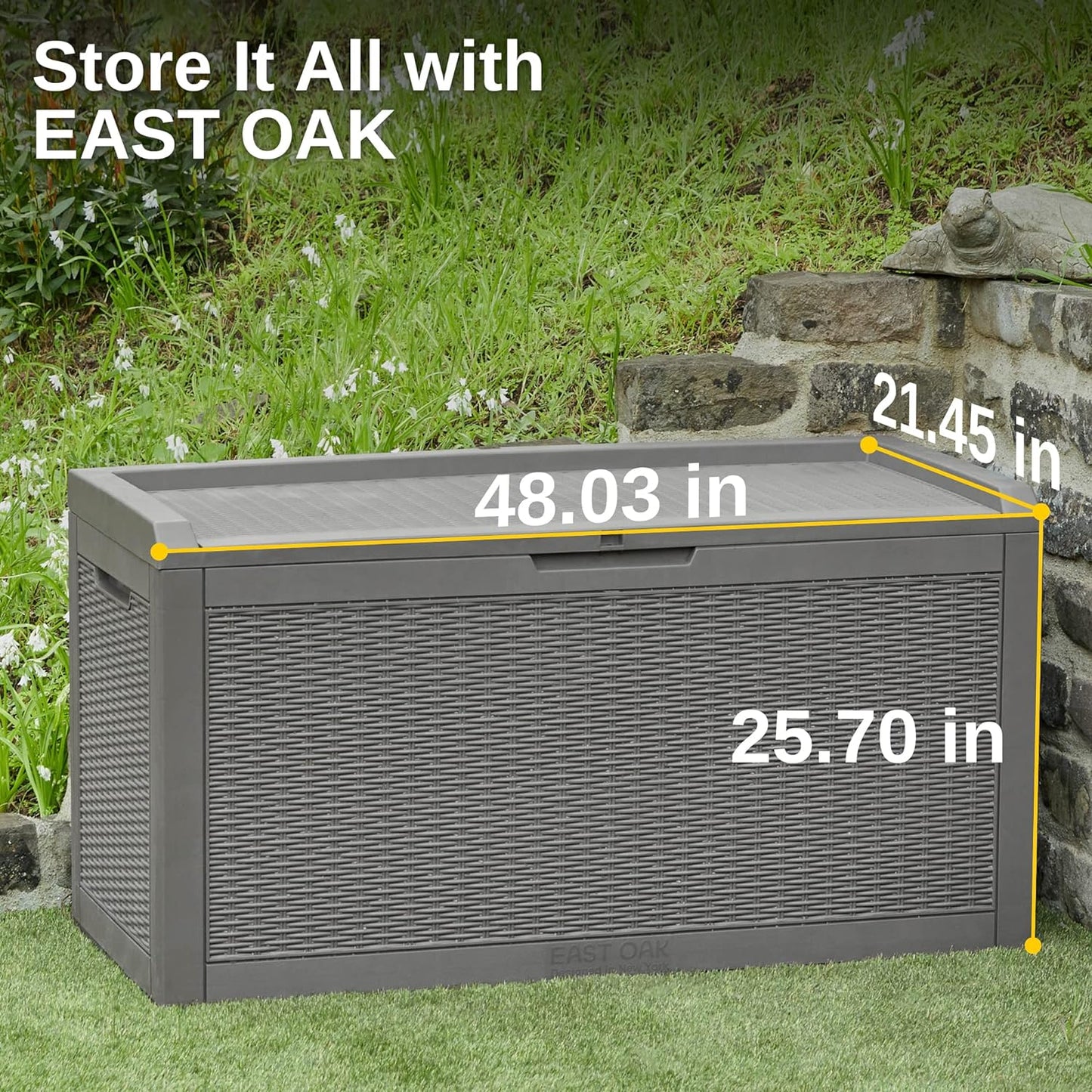 31 Gallon Waterproof Outdoor Storage Box - Lockable Resin Deck Bin for Patio Cushions & Tools - UV Resistant, Black