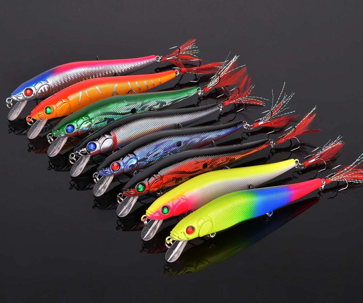 Skiennix Fishing Lures Kit - Crankbait Minnow Set for Bass & Trout | Deep Diving Jerkbait & Swimbait