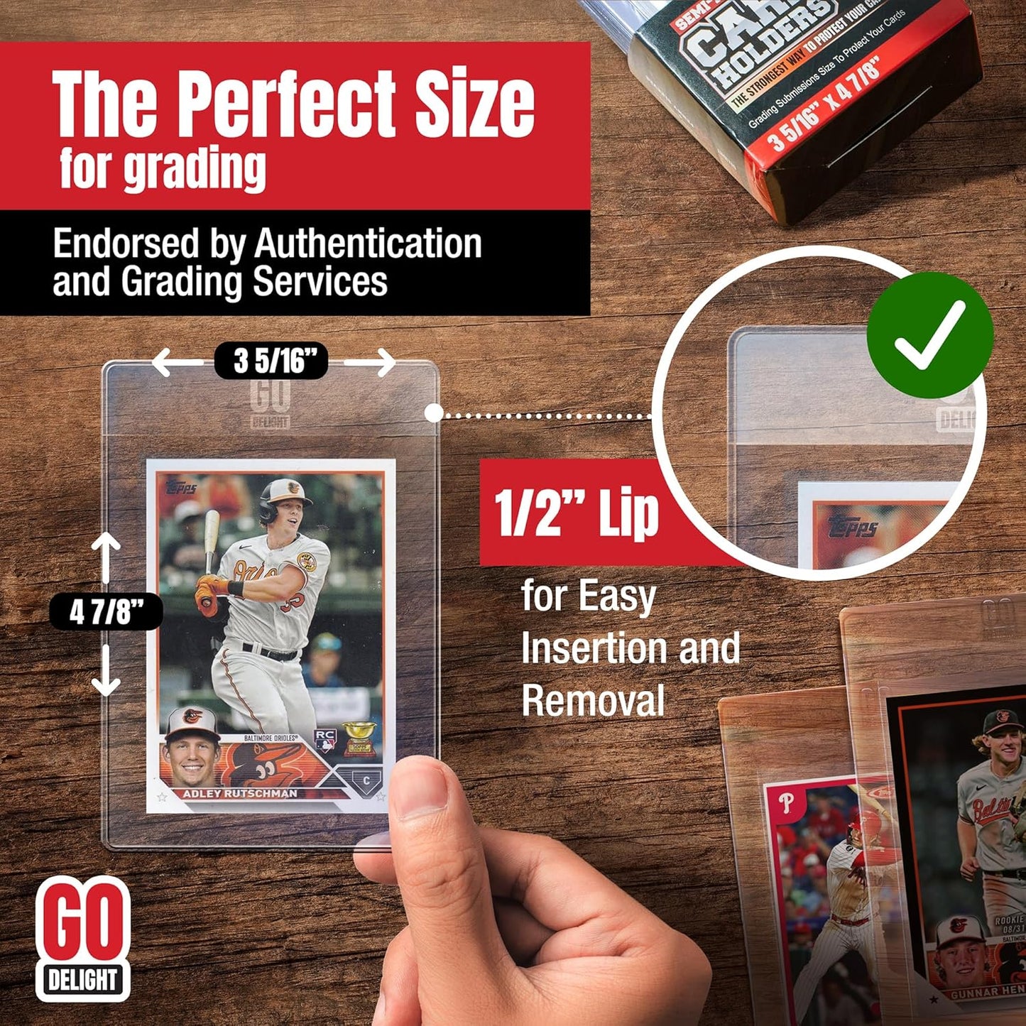 PSA Semi Rigid Card Holders - 100 Bundle for Grading Baseball & Trading Cards | 50 Holders + 50 Soft Sleeves - 3-5/16” x 4-7/8”