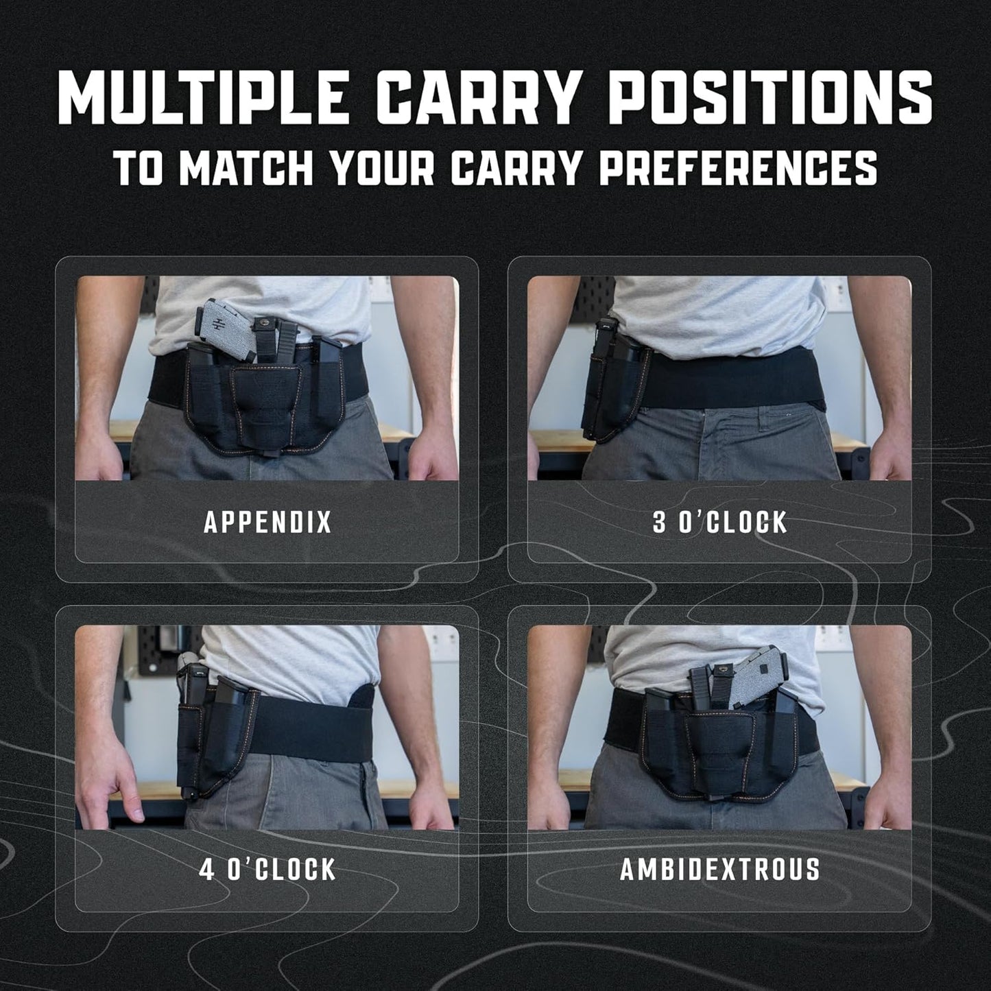 VNSH Belly Band Holster - Comfortable & Secure Concealed Carry for 99% of Handguns | Built-in Mag Pouches