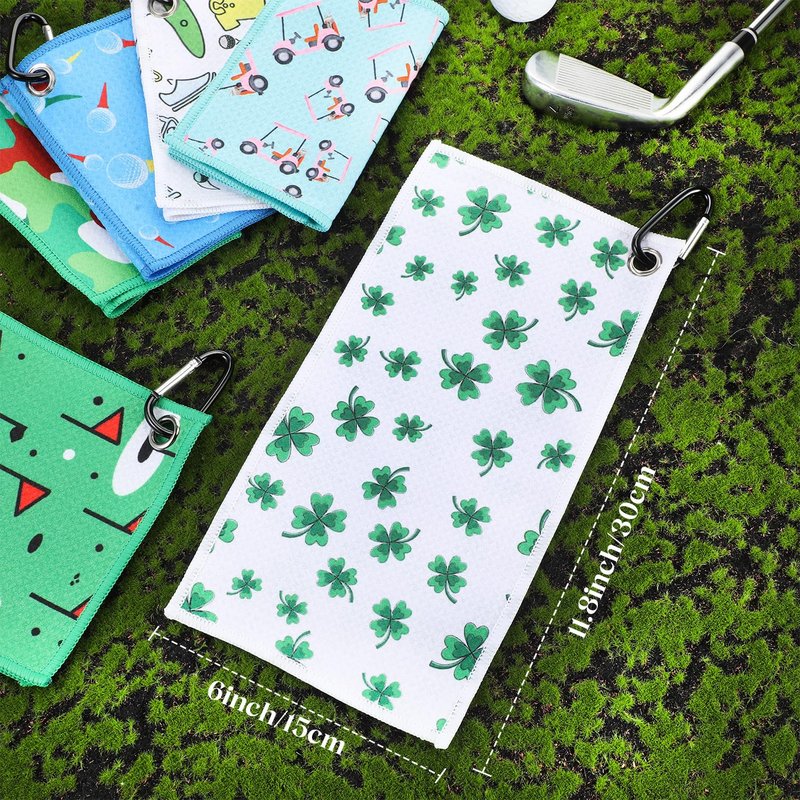 Mindsoft 6 Pack Golf Towels - 12"x6" Waffle Pattern Golf Towel for Golf Bags & Carts - Strong Magnet Hold - Funny Golf Gift
