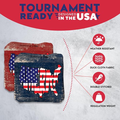 CornholeGamesUSA Pro Cornhole Bags - Set of 8 Regulation Tournament Bean Bags | Slick n Stick Design