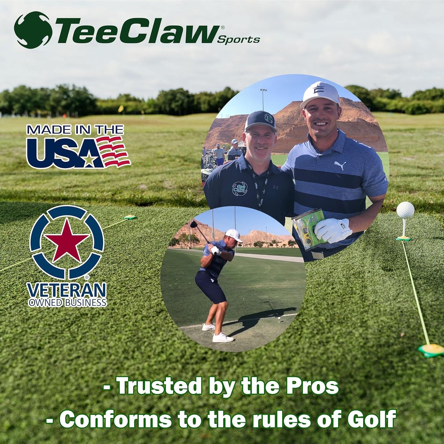 Tee Claw Golf Tee Holder - Indoor/Outdoor Golf Mat Tee with Alignment String for Agility Training