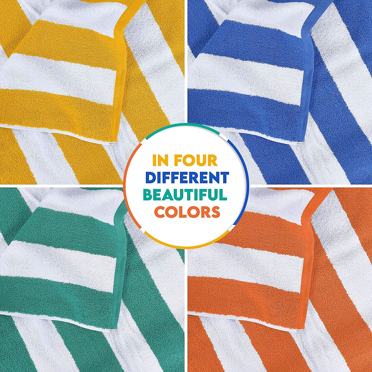 Utopia Towels 24 Pack Cabana Stripe Beach Towel, 30 by 60 Inches, Oversized 100% Ringspun Cotton Pool Towels, Highly Absorbent Bath Towels for Beach