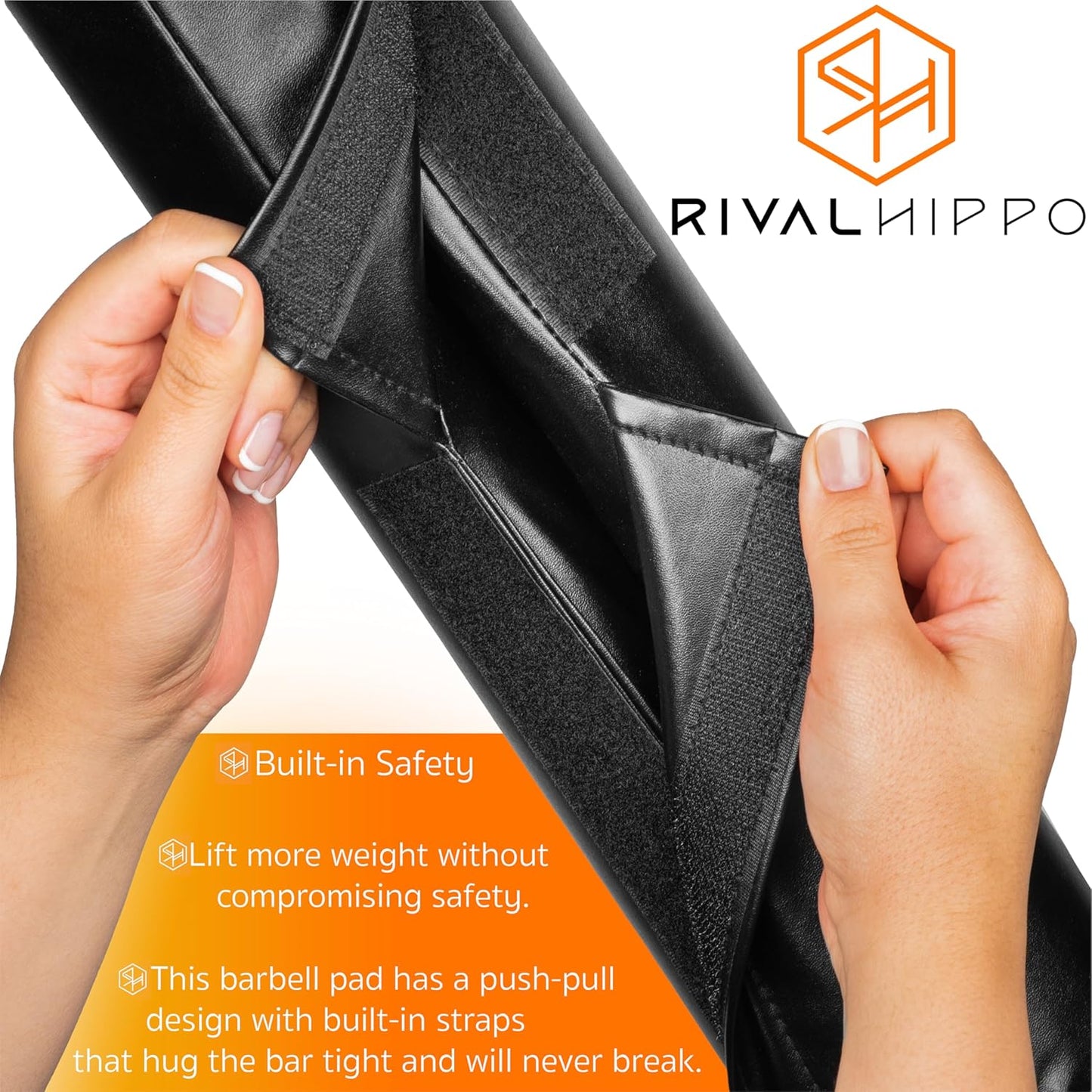 Premium Hip Thrust & Squat Pad - Non-Slip Barbell Pad for Comfort in Squats & Glute Bridges | Reinforced PU Leather, Built-In Safety Straps