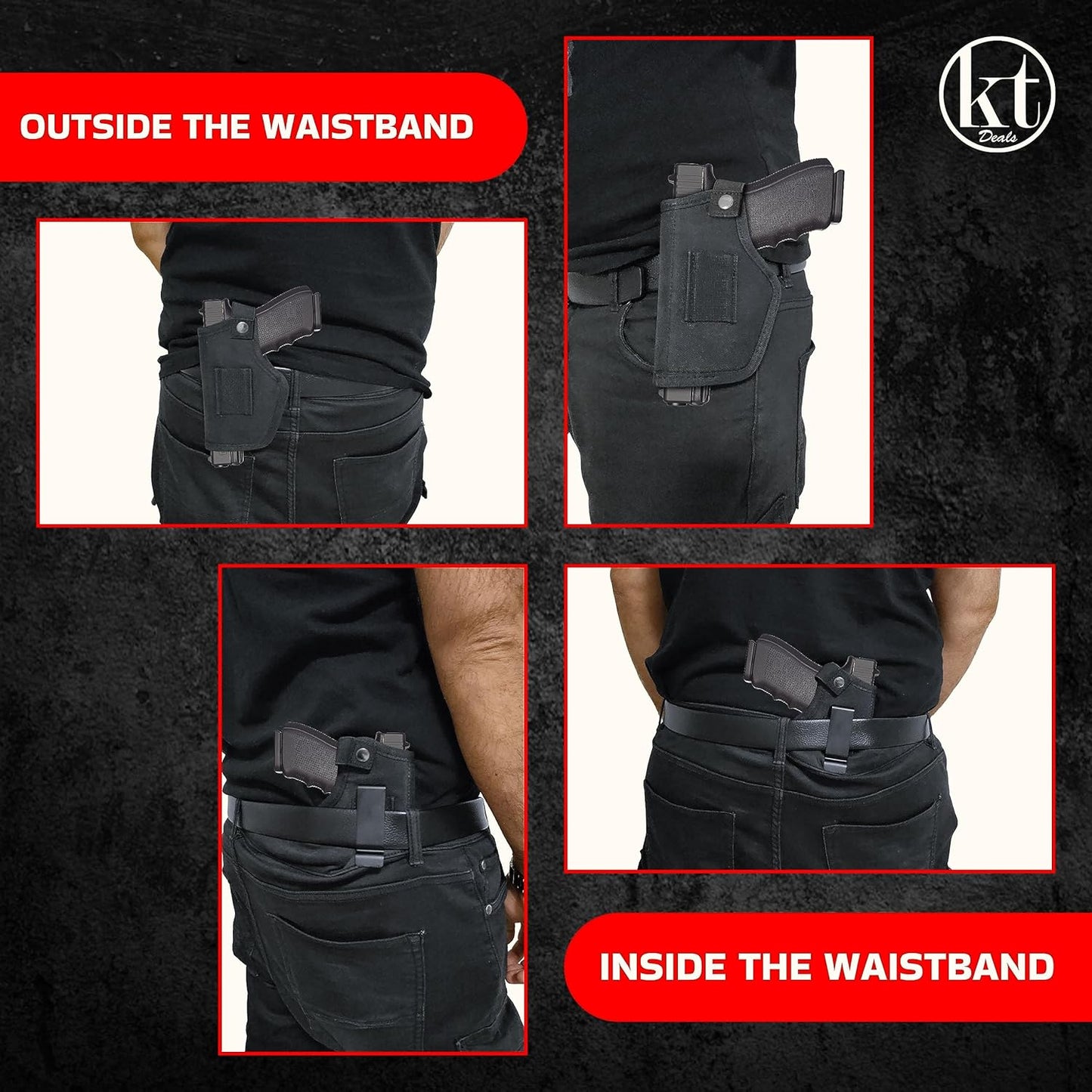 Skiennix Universal Gun Holster - IWB/OWB Waist Belt Pistol Holster for Glock 380 & 9mm | Right/Left Hand Draw