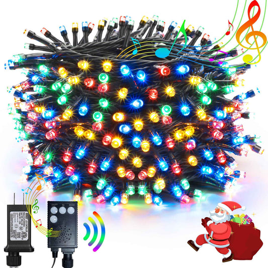 Toodour 82FT 200 LED Christmas Lights Outdoor, Indoor String Lights With Music, Motion Sensor Multicolor Tree Light - Holiday Decorative for Yard Bedroom Home Party Xmas Decor