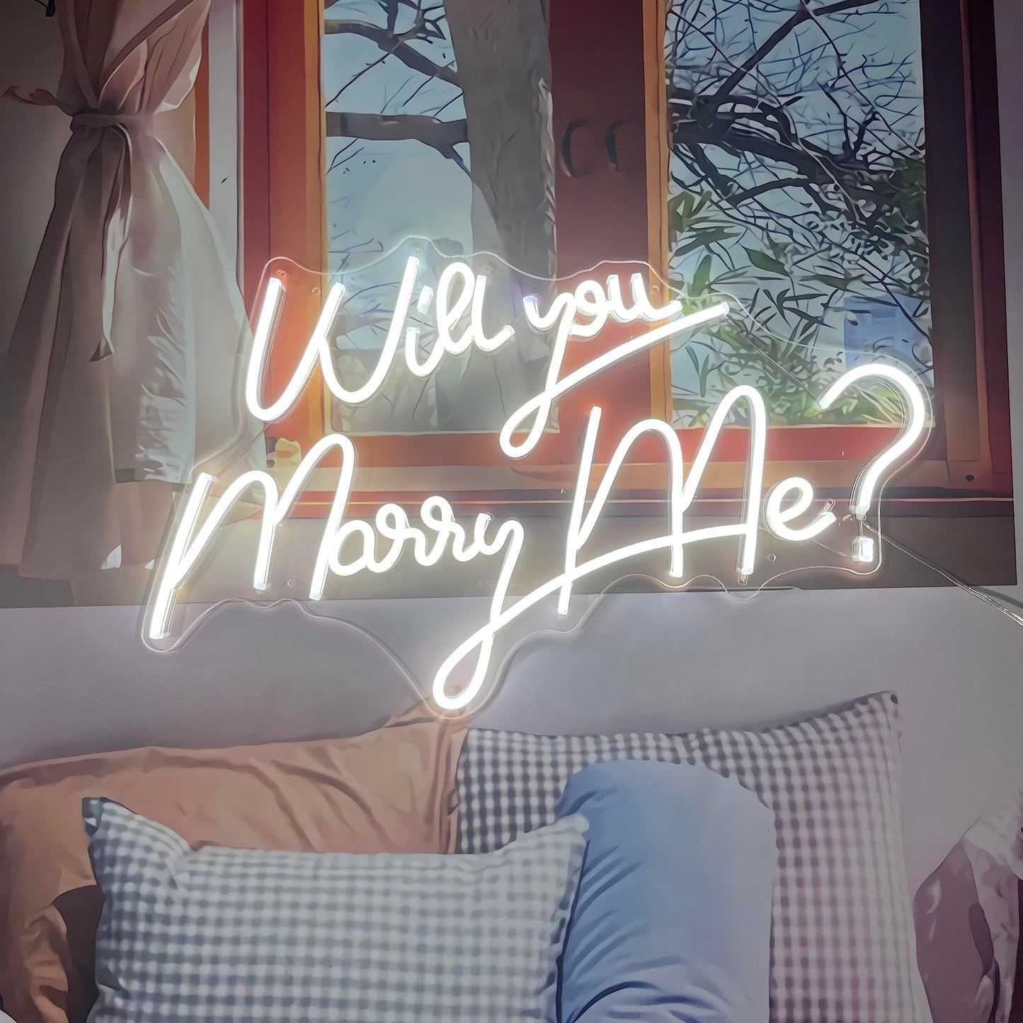 Neon Sign Will You Marry Me ? with Dimmer Switch, 12V Wedding Neon Sign Decoration Ins Neon Signs For Wall Decor Neon Light