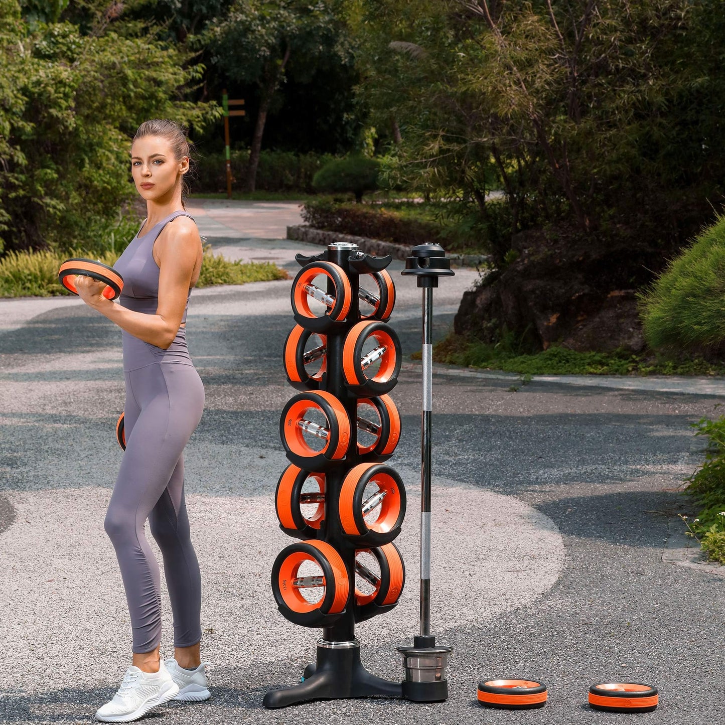 2-in-1 Dumbbell Weight Plates – 5LB Dual Purpose Ergonomic Fitness Equipment, Multifunctional Design for Strength Training, Full Body Workouts and Home Gym (Orange)