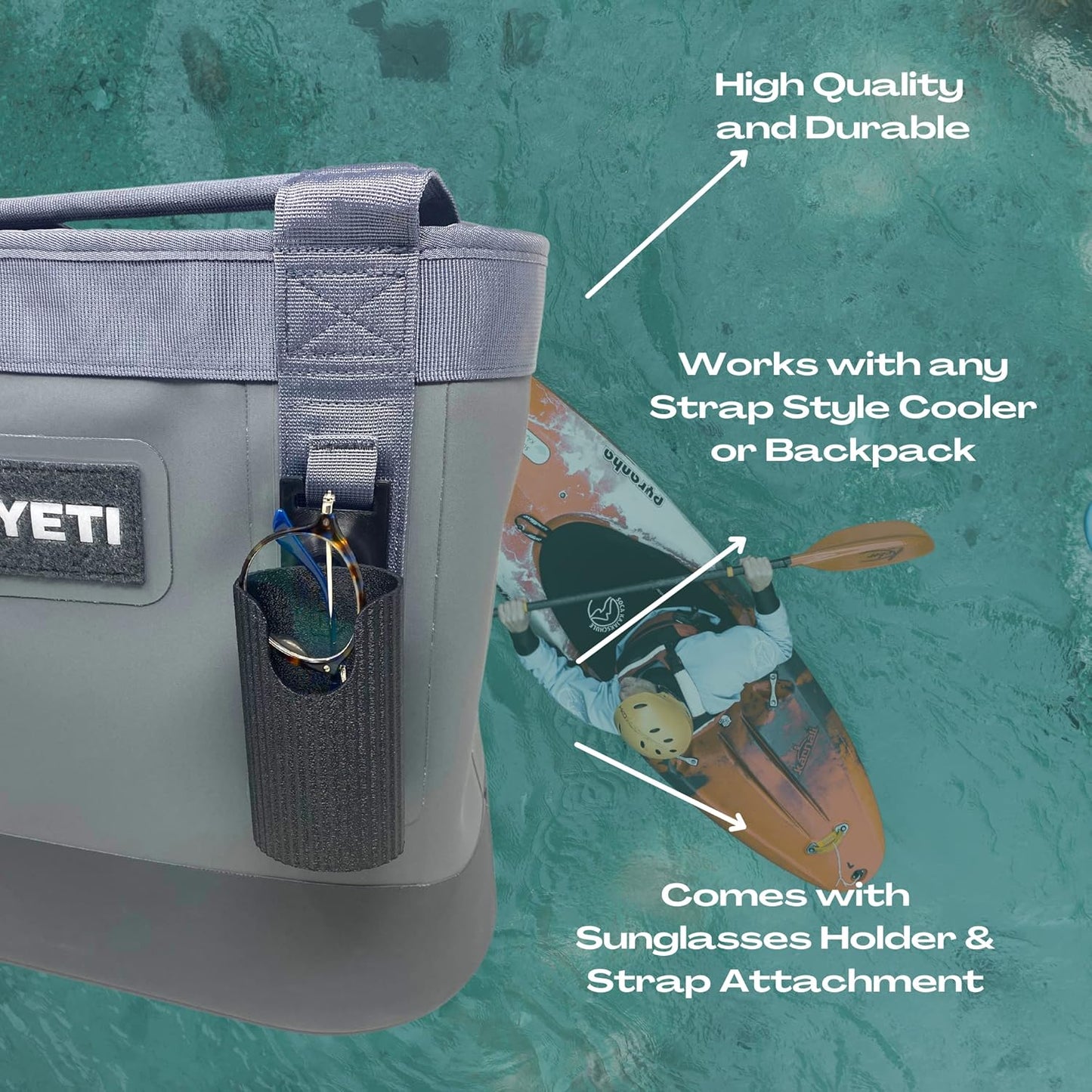 Yeti Sunglasses Holder Attachment - Securely Store Sunglasses on Soft Coolers & Backpacks - Made in USA