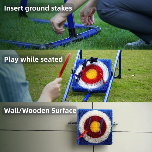 BunnyBoo Axe Throwing Game - Safe Bristle Target Set with 4 Axes & Darts | Portable Fun for All Ages