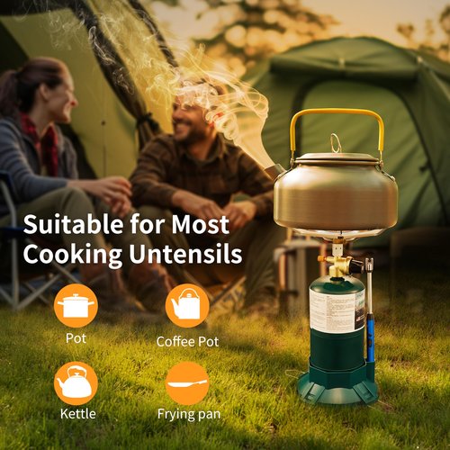 Sanauvulcan Propane Camping Stove With High Power Burner, Single Burner Bottle Top Propane Stove Adjustable Flame for Backpacking,Hiking,Camping,Tank Top Stove With USB Cable (Fuel not included)