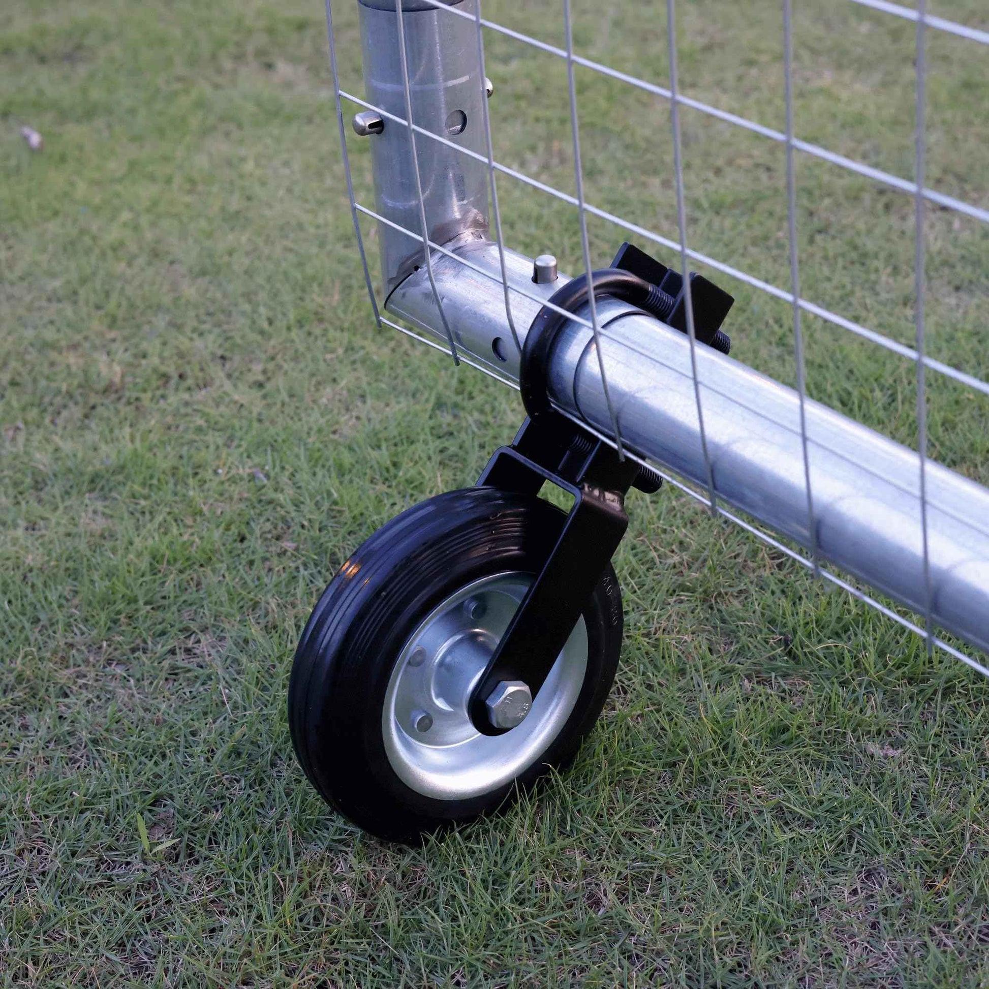 Gate Wheel Supporting Metal Swing Gate with 1-5/8" Thru 2" Gate Frames, 6" Gate Helper Wheels for Metal Tube Fence Gate, Heavy Duty Fence Wheel for Chain Link, Prevent Gate Dragging & Sagging- Black