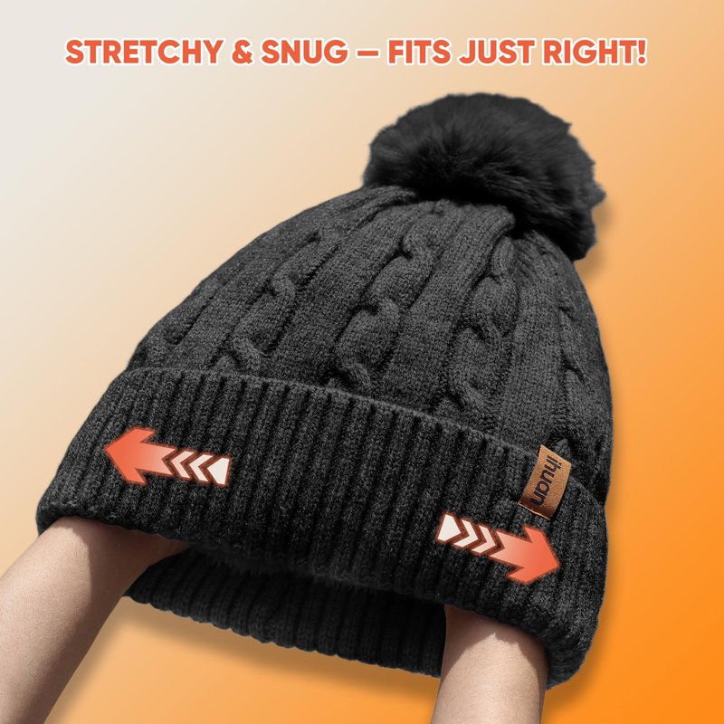 ihuan Winter Warm Hat Scarf Gloves Set for Christmas Gifts - Thermal Touchscreen Gloves Neck Scarves Warmer for Cold Weather Women