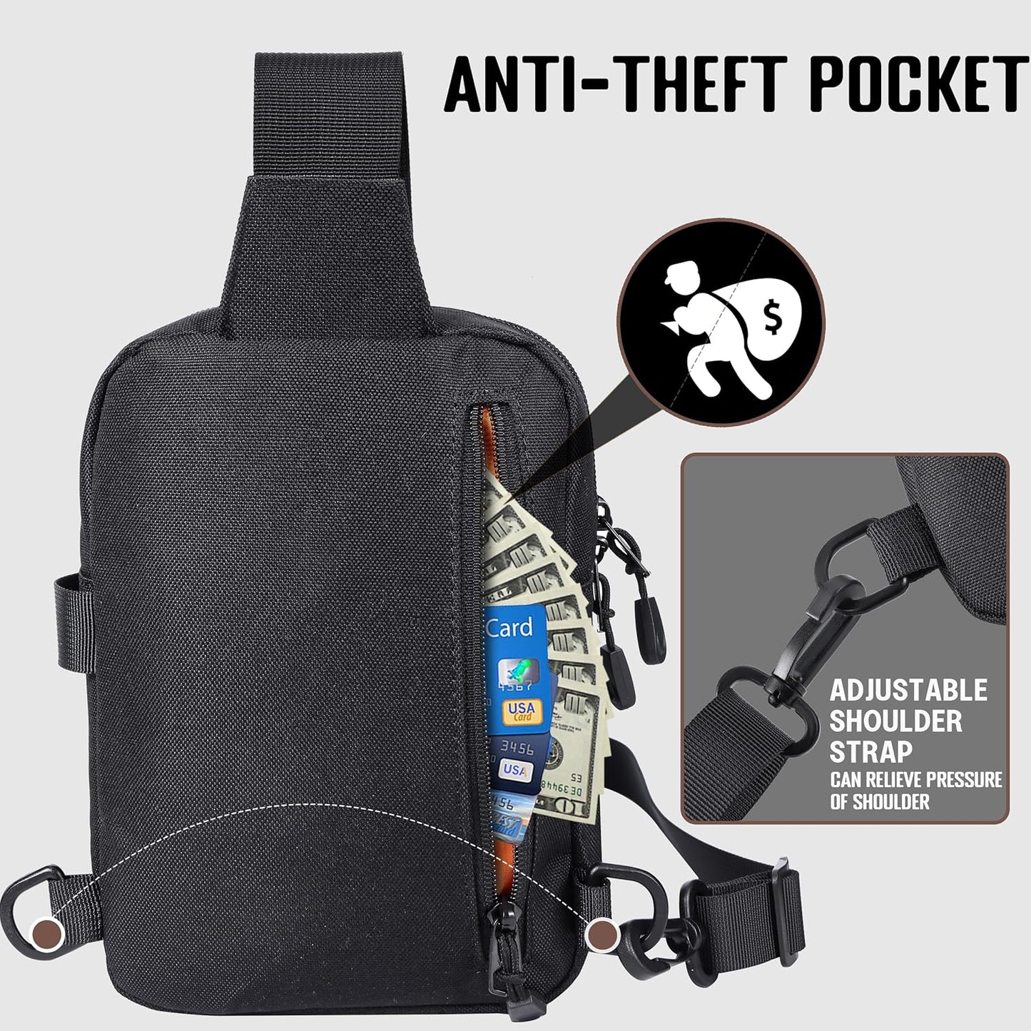 Mozeto Small Crossbody Bag - Water-Resistant Mini Sling for Travel & Hiking | Cell Phone Wallet