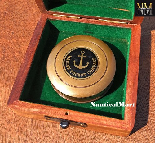 Engraved Brass Compass with Wooden Box - Famous Poet Quotes, Graduation Day & Baptism Gifts for Men & Boys