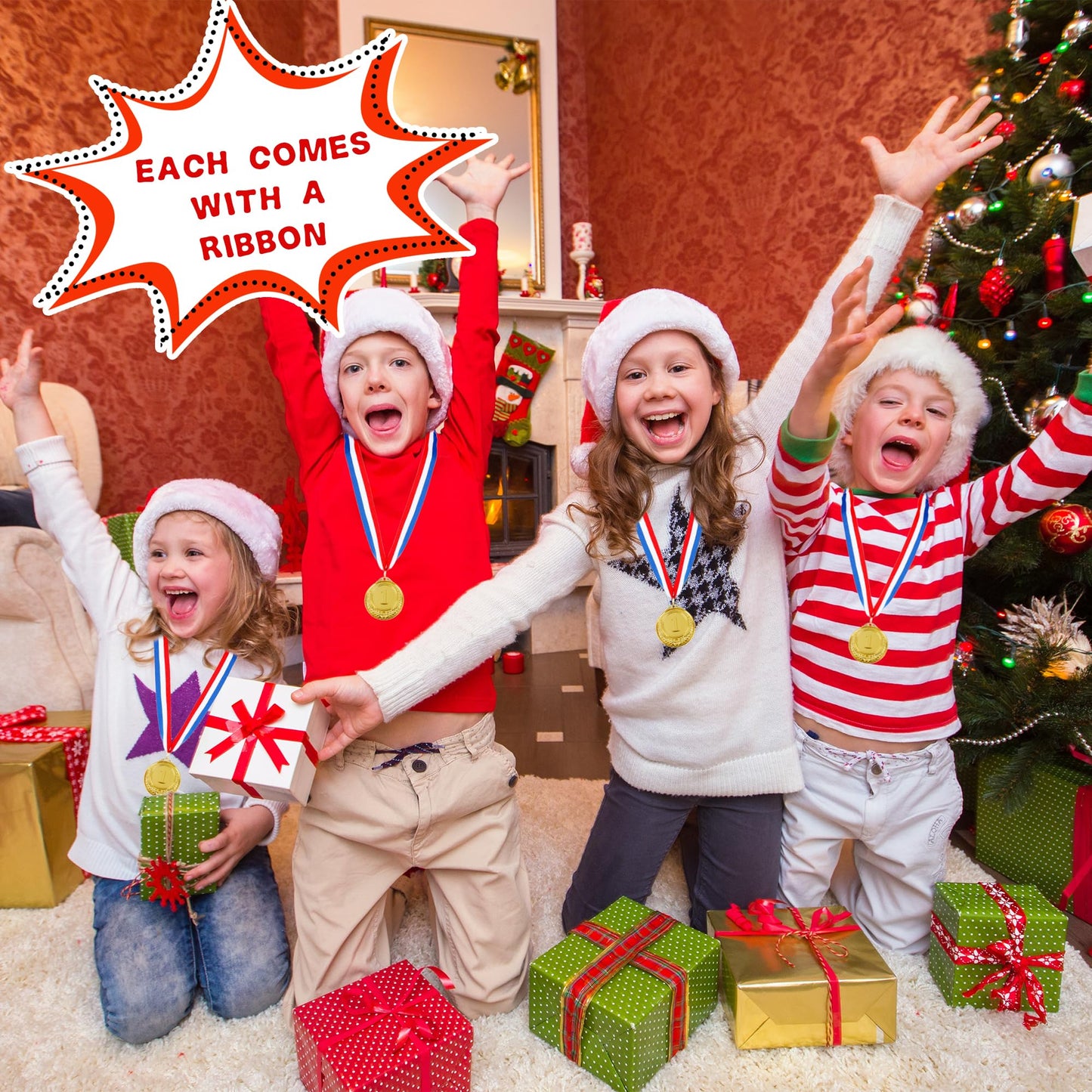 Hoarost 18 Pcs 2 Inch Gold Winner Award Medals 1st Place Award Medals with Neck Ribbons for Tournaments Competitions Prizes Sports Party Favors
