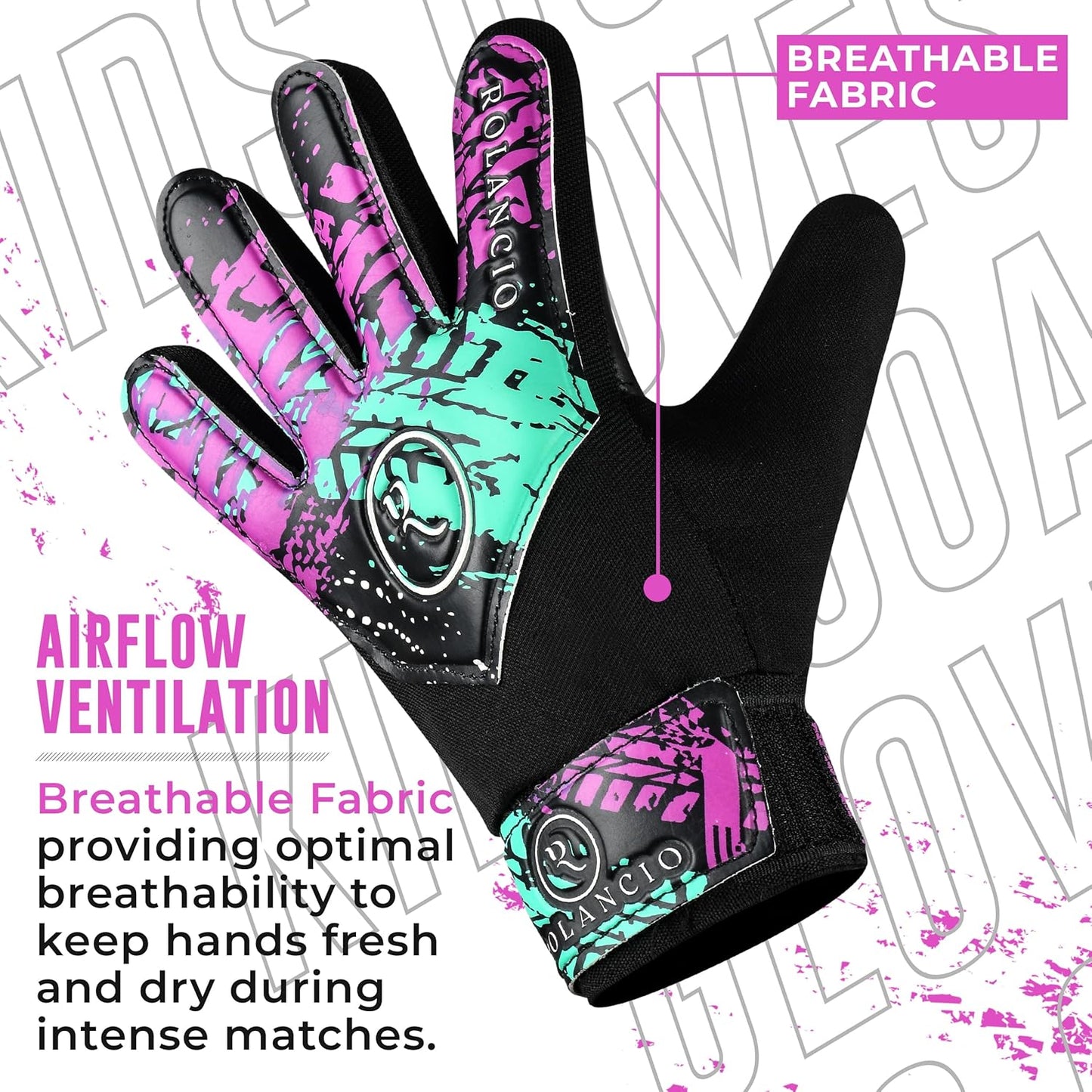 Rolanicio Goalie Gloves - Kids Soccer Gloves with Dual Wrist Protection | Breathable Non-Slip Latex