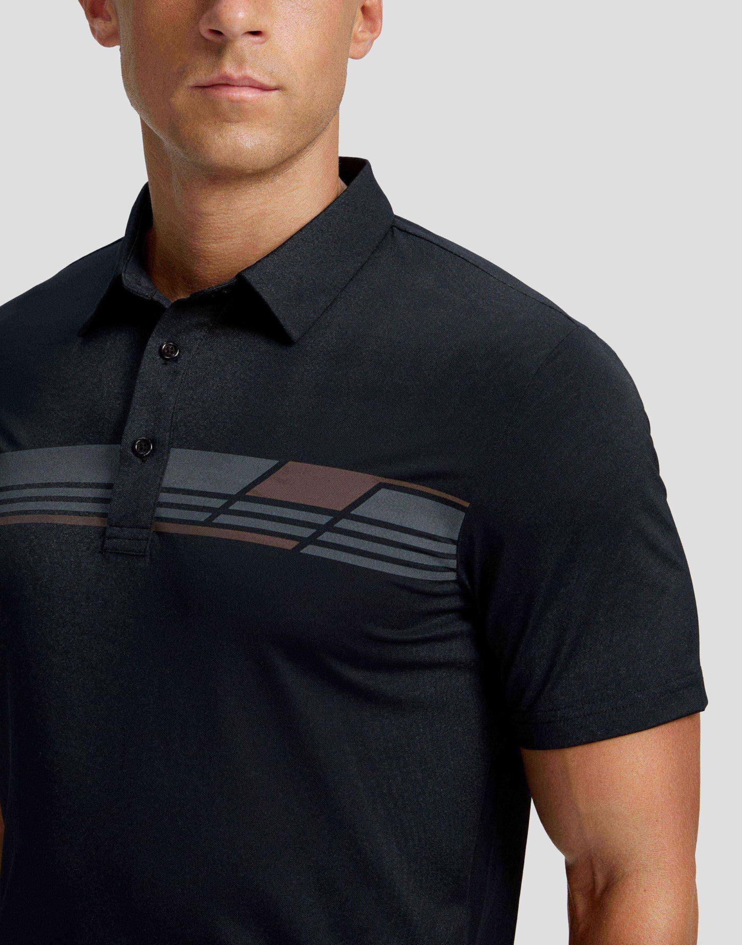 Men's Golf Shirts Dry Fit Moisture Wicking Performance Short Sleeve Collared Polo Shirts for Casual Tennis Bussiness (Black Parallelogram, XL)