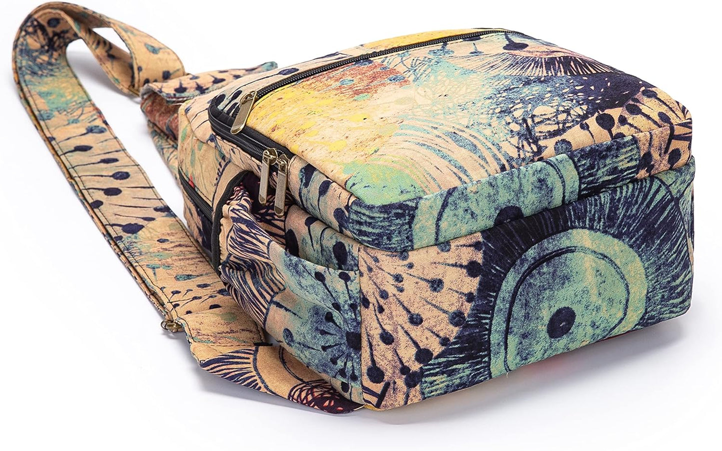 Skiennix Women’s Sling Bag - Large Bohemian Elephant Canvas Crossbody Bag | Purple & Yellow