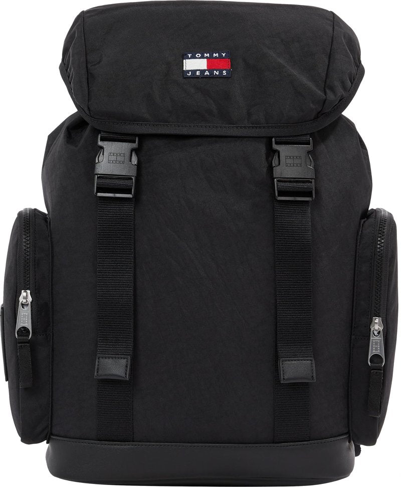 Tommy Jeans Mens Daily Elevated Flap Backpack, Black