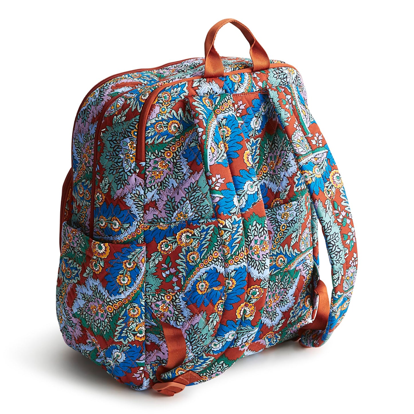 Vera Bradley Women's Premium Cotton Large Bancroft Backpack, Flowers + Feathers, One Size