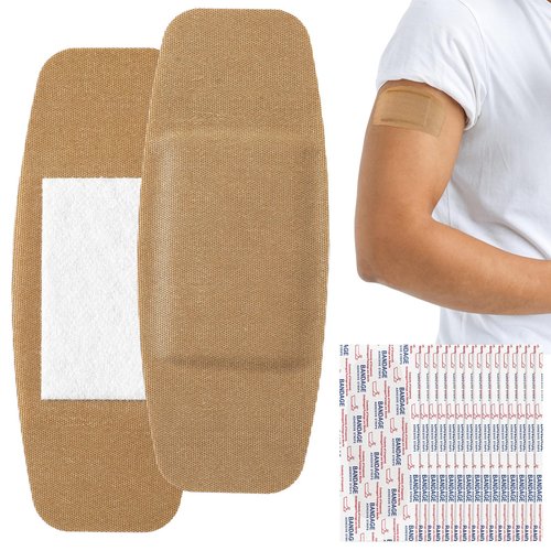 Geiserailie 60 Pcs Extra Large Bandages 5"x2" Flexible Adhesive Bandages with Non Stick Pad, Latex Free Gentle for Fragile Skin Scrapes Wound Cuts First Aid, Waterproof Wound Care, Pain-Free Removal