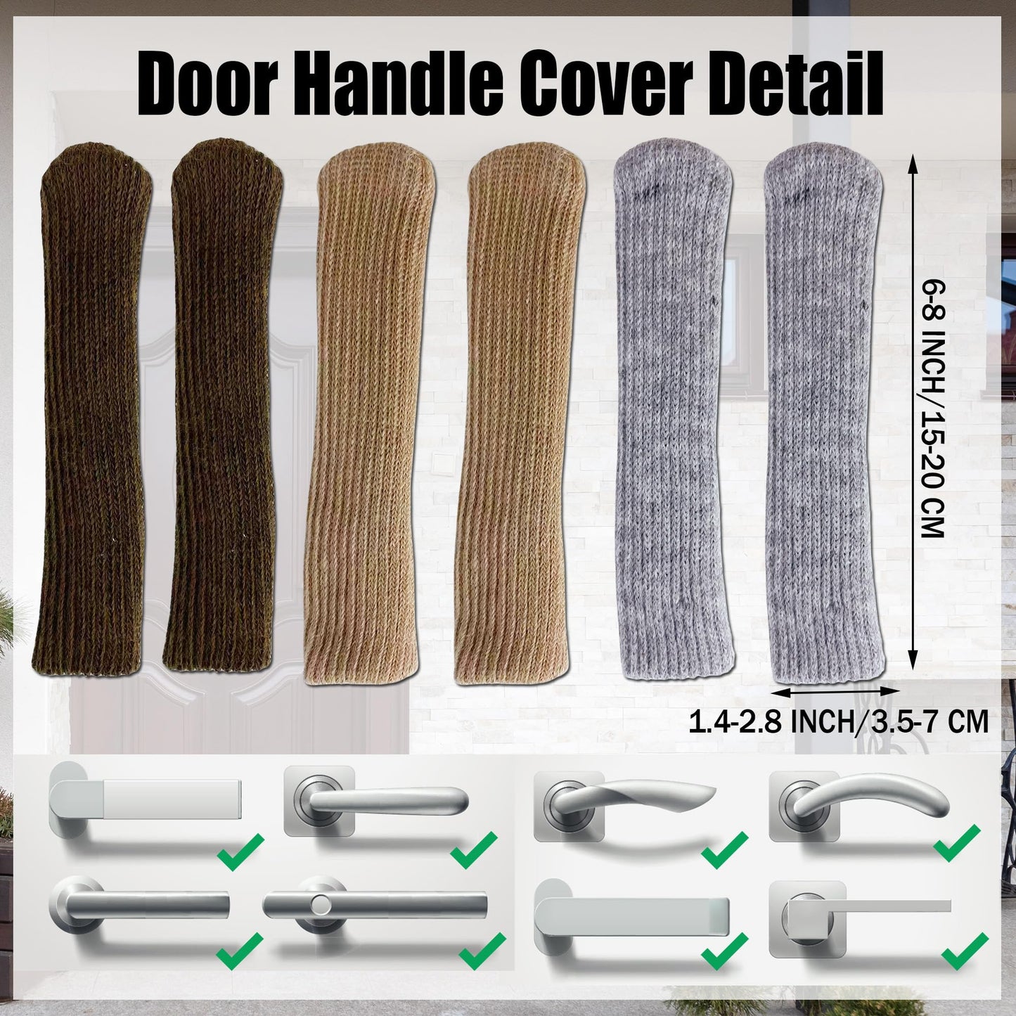 SADIKALO Door Handle Cover - 6PCS Door Handle Protectors Knitted Anti-Scald Antifreeze Door Knob Covers for Summer and Winter