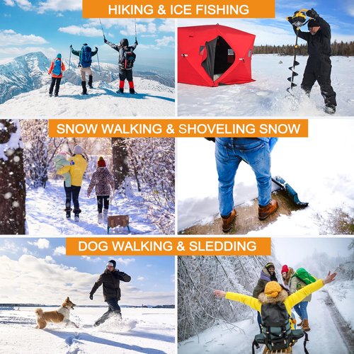Ice Cleats for Shoes and Boots, Walk Traction Snow Cleats Crampons Anti Slip 11 Studs Ice Shoes Grippers for Women Men Ice Fishing Walking on Snow Ice