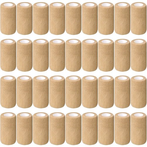 Treela 36 Pcs Self Adherent Bandage 4" X 5 Yard Wrap Breathable Cohesive Bandage Elastic Adhesive Tape for Stretch Athletic Sports Wrist Ankle(Nude)