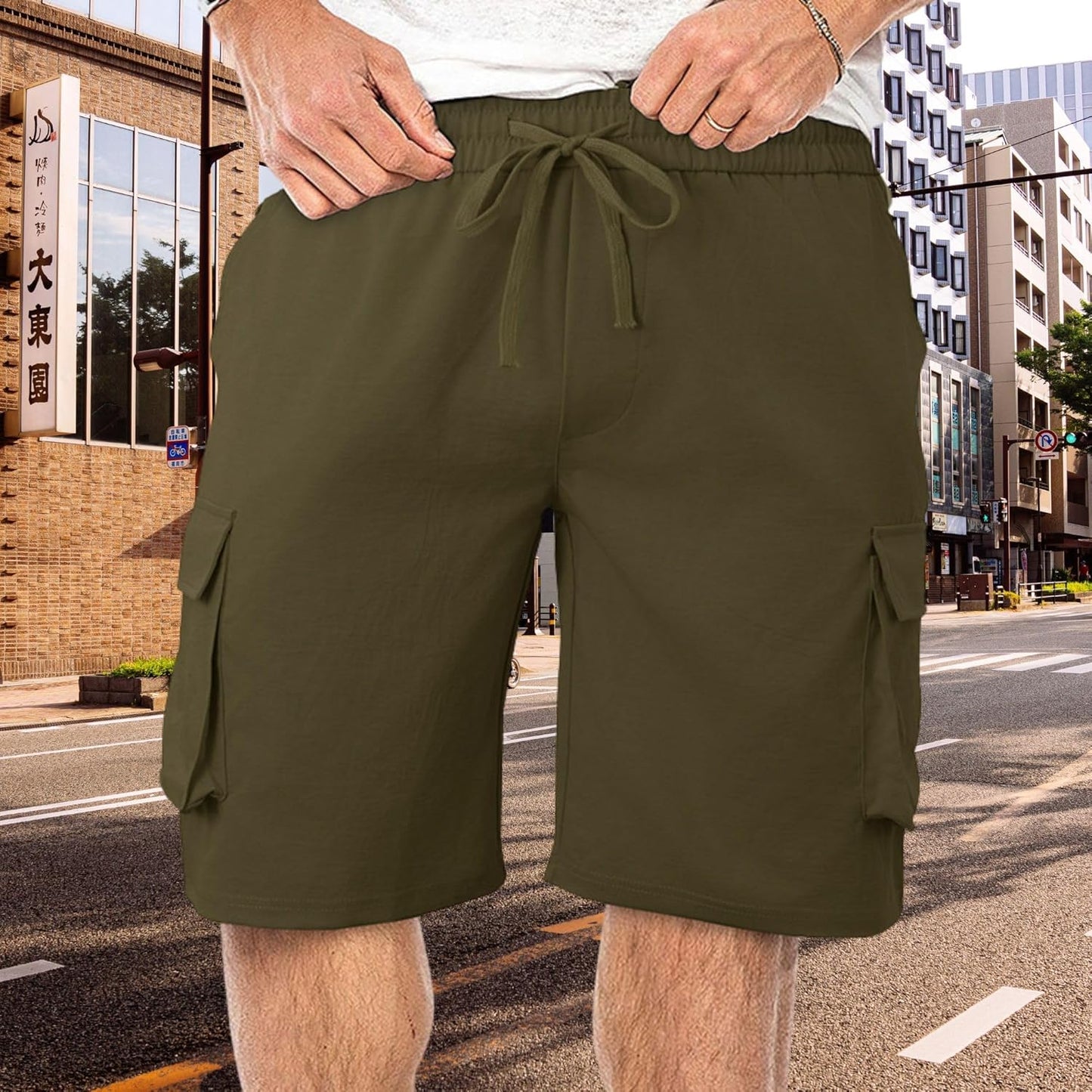 ZOCANIA Men's Cargo Shorts - Summer Sport Shorts with Elastic Waist & Pockets | Versatile Street Style