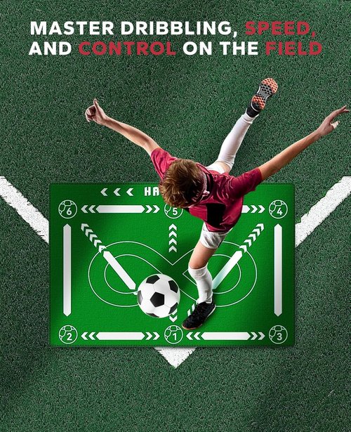 HAPBEAR Soccer Training Mat - Professional Anti-Slip Footwork & Ball Mastery Equipment - 0.2" Thick for All Ages