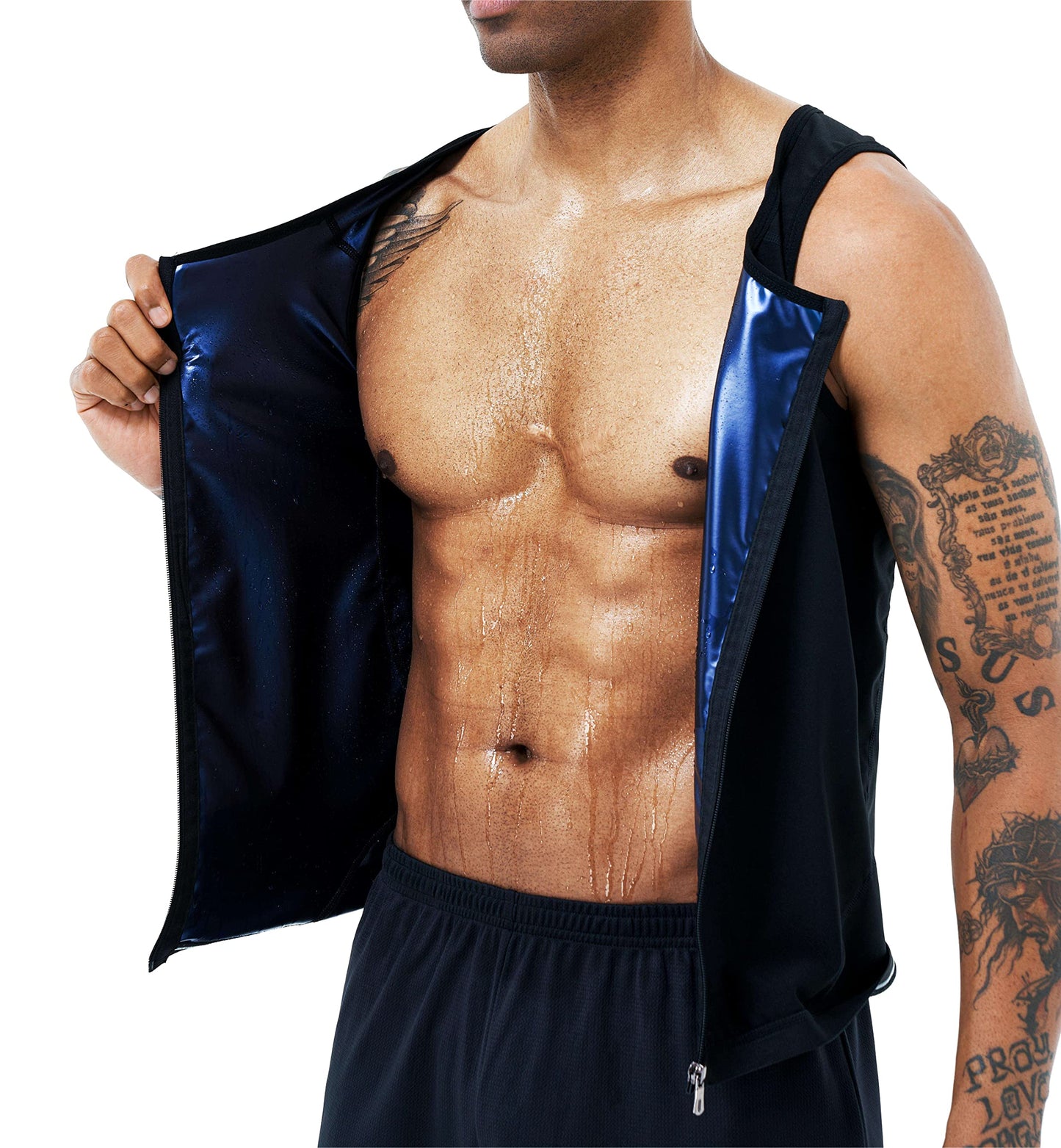 REMEBSWEAT Men's Sauna Vest Heat Trapping Pullover Sweat Enhancing Vest (Blue, L/XL)