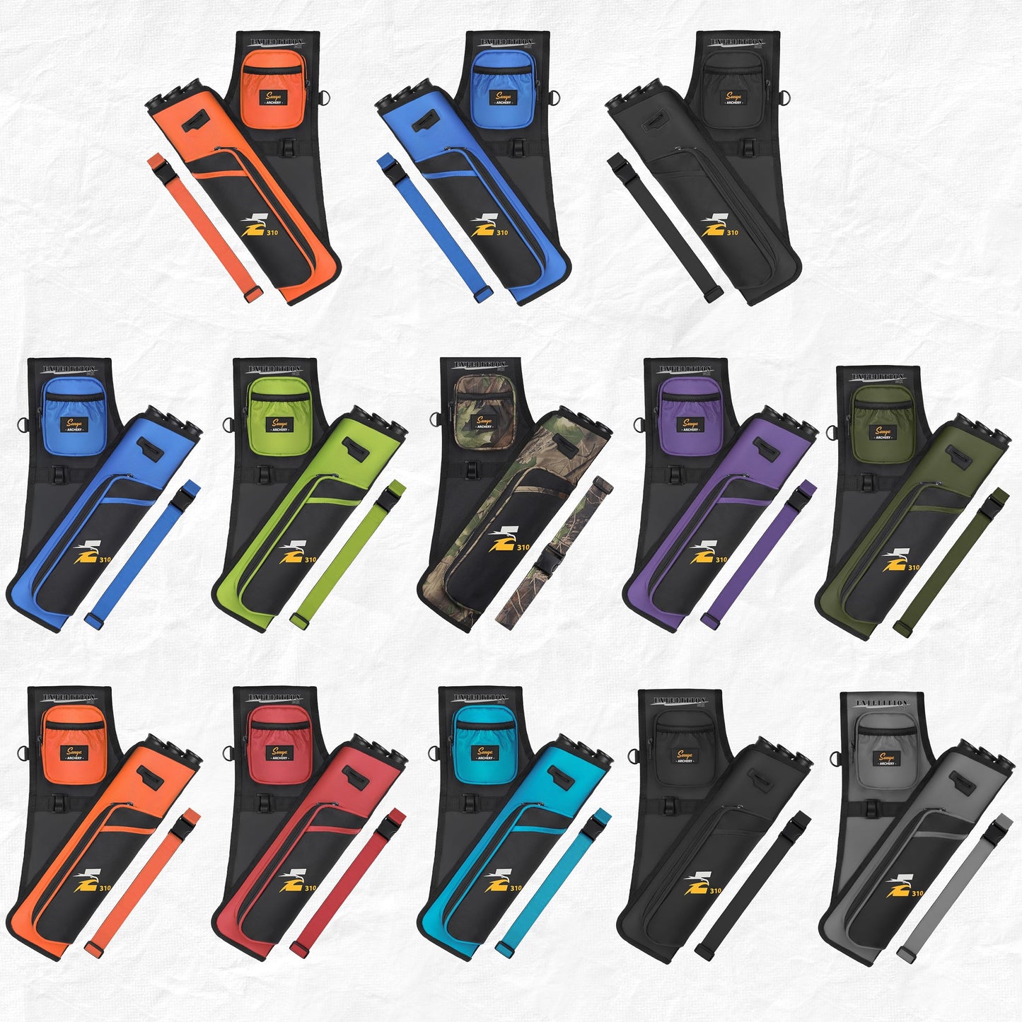 SUNYA Archery Hip Quiver for Arrows. Includes 3 Tubes, Tab and Release Pockets and Nylon Belt. Fit for Target Archery (Black)