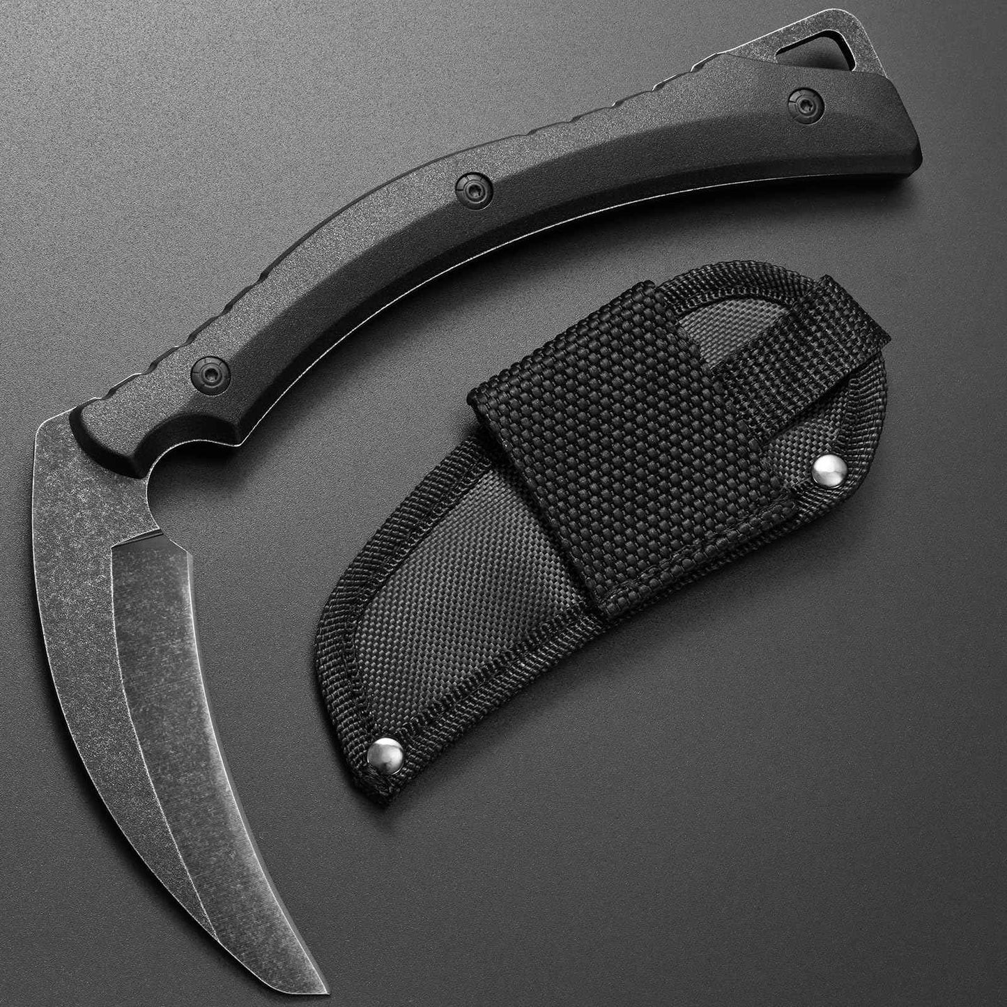 Ccanku C1398 Camping Axes Billhook Sickle Machete Knife Brush Clearing Sickle Machetes D2 Steel Blade G10 Handle Hatchet for Outdoor Activities,Yard Work, Small Grass Sickle Machete,Harvest Knife