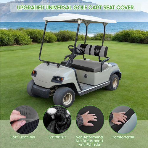 10L0L Golf Cart Seat Covers for Yamaha G22 G19 G16 G14 G11 G9 G8 G2, Club Car DS Pre-2000 OEM Ordinary Front Seats, Durable Breathable Bench Seat Covers Washable Polyester Mesh Cloth