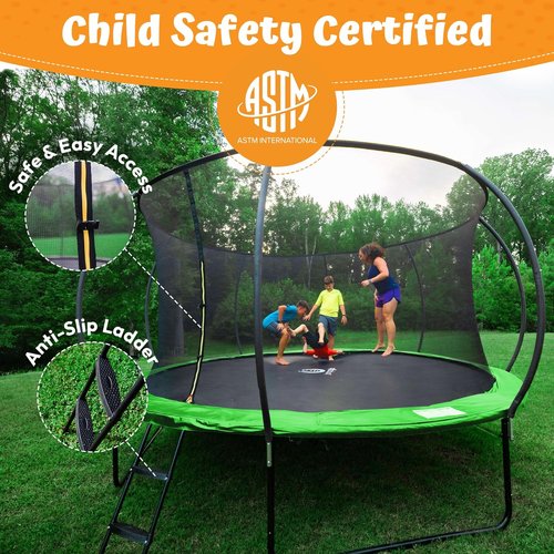 Jumpzylla Trampoline - ASTM Approved Outdoor Trampoline with Enclosure & Ladder | 8FT to 16FT Sizes