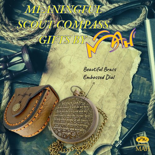 Scout Compass with Oath Message – Solid Brass Pocket Compass for Boys, Teens & Scouts | Inspirational Keepsake Gift for Eagle Ceremony, Graduation, Hiking, Camping, Outdoor Adventures, Promotion Gift