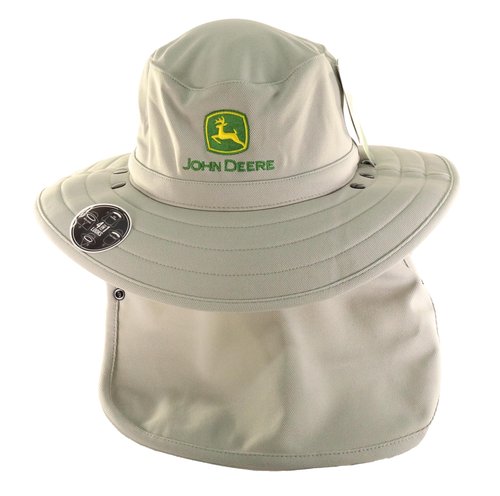 John Deere Bucket Hat Removable Neck Cover and Mask-Ivory