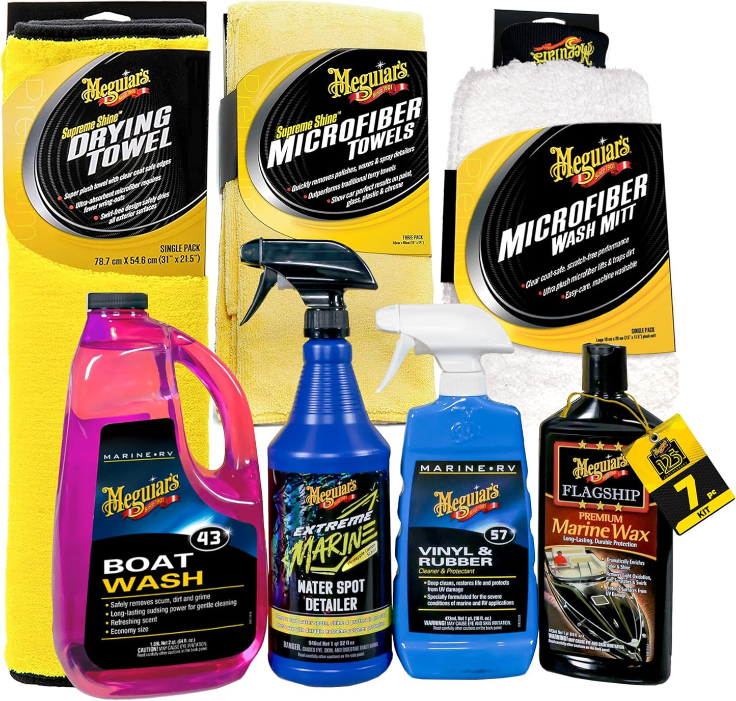 Meguiar's Boat & RV Wash & Wax Starter Kit - Ultimate Detailing Solution for Boats & RVs | Includes Wash, Wax & Accessories