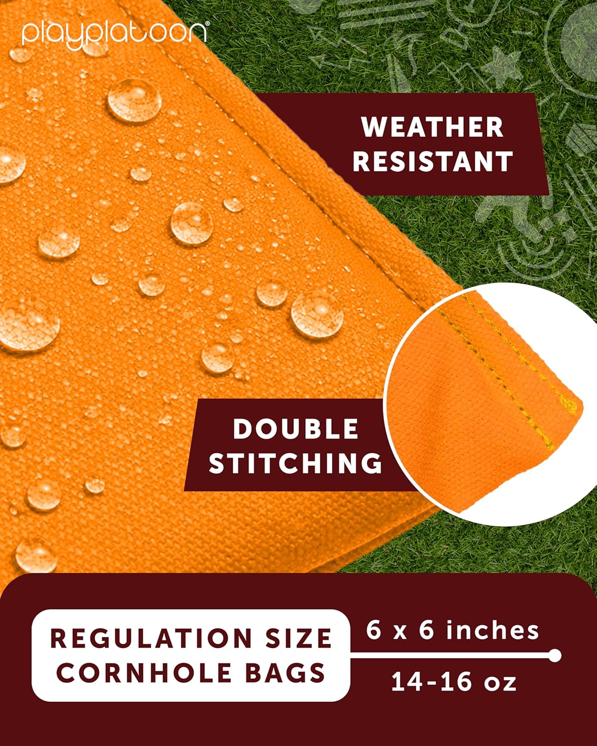 Play Platoon Premium Cornhole Bags - Weather Resistant Duckcloth Set of 8 - Regulation Size & Weight