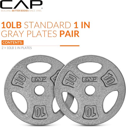 CAP Barbell Standard Weight Plates - 1-Inch Grip Design for Easy Handling | Durable Construction