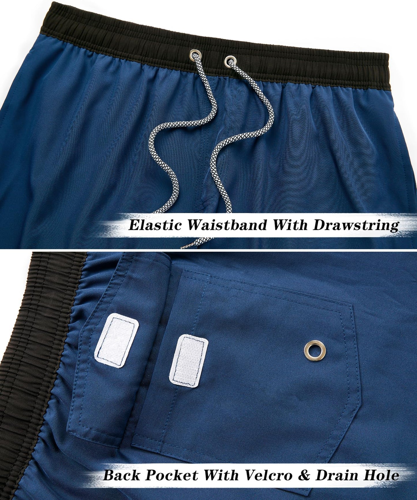 ELETOP Men's Swim Trunks Quick Dry Bathing Suit Swimming Board Shorts Mesh Lining Beach Swimwear Blue 4XL
