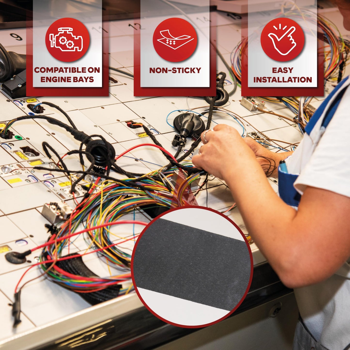 XFasten Wire Harness Tape, 2 Inches x 50 Feet (2-Pack), High Temp Wiring Loom Harness, Self-Adhesive Felt Cloth Electrical Tape for Automotive Engines, Noise Dampening, and Cable Protection