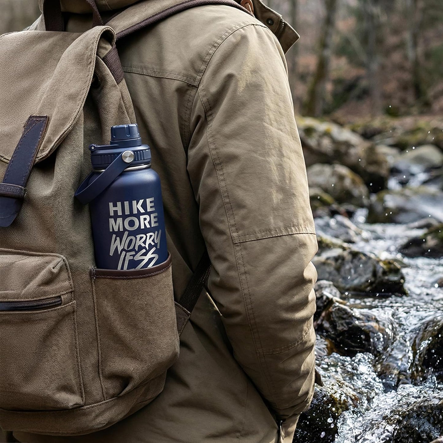 SANDJEST Insulated Stainless Steel Water Bottle - 32oz Vacuum Chug Lid for Hiking | Perfect Gift for Outdoor Enthusiasts