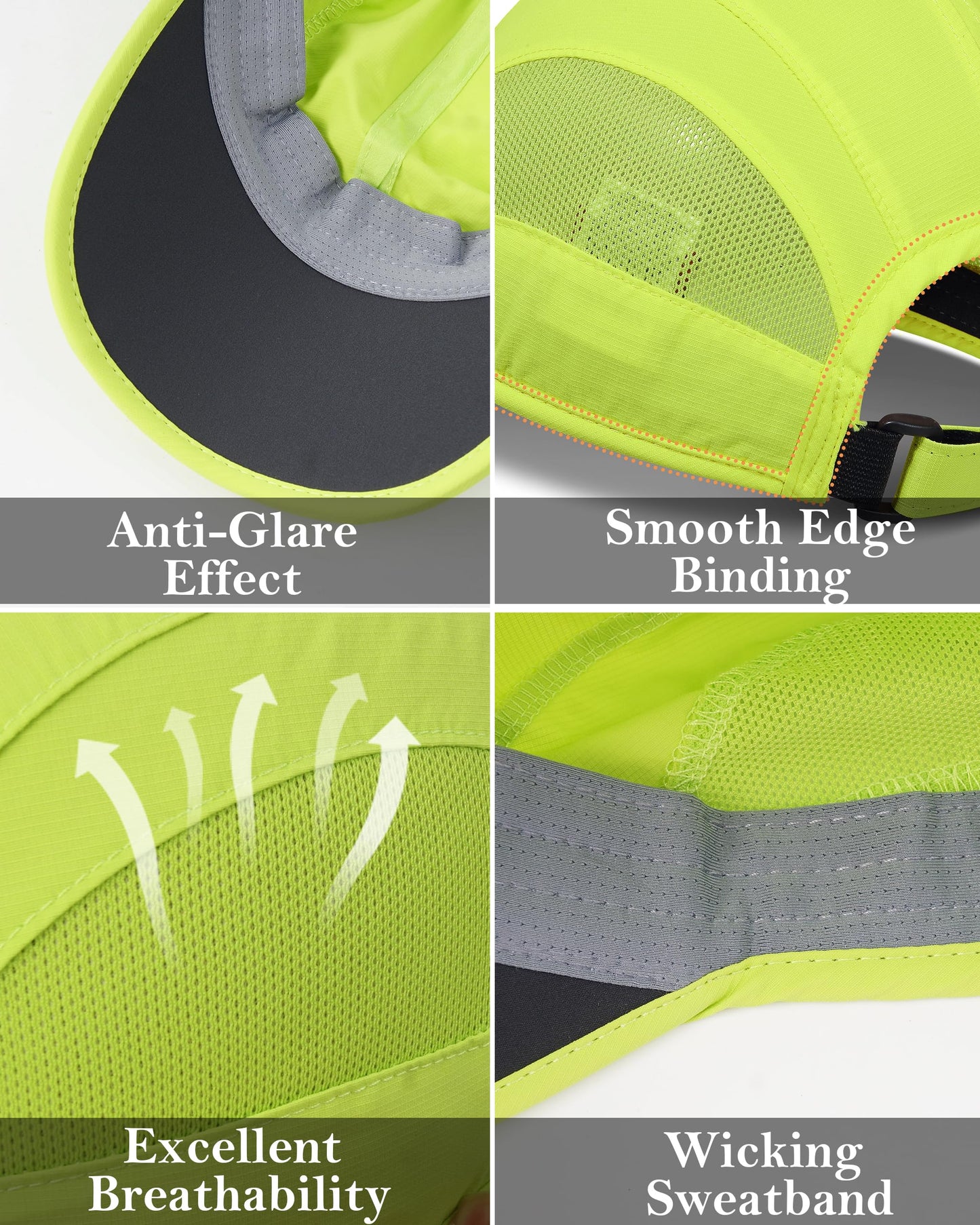 GADIEMKENSD Outdoor Running Hat Men Quick Dry Baseball Cap Women Cool Workout Hat Breathable Mesh UPF50+ Sun Ball Cap Dad Hats for Gym Tennis Boating Hiking Fluorescent Green S/M 6 7/8-7 1/4
