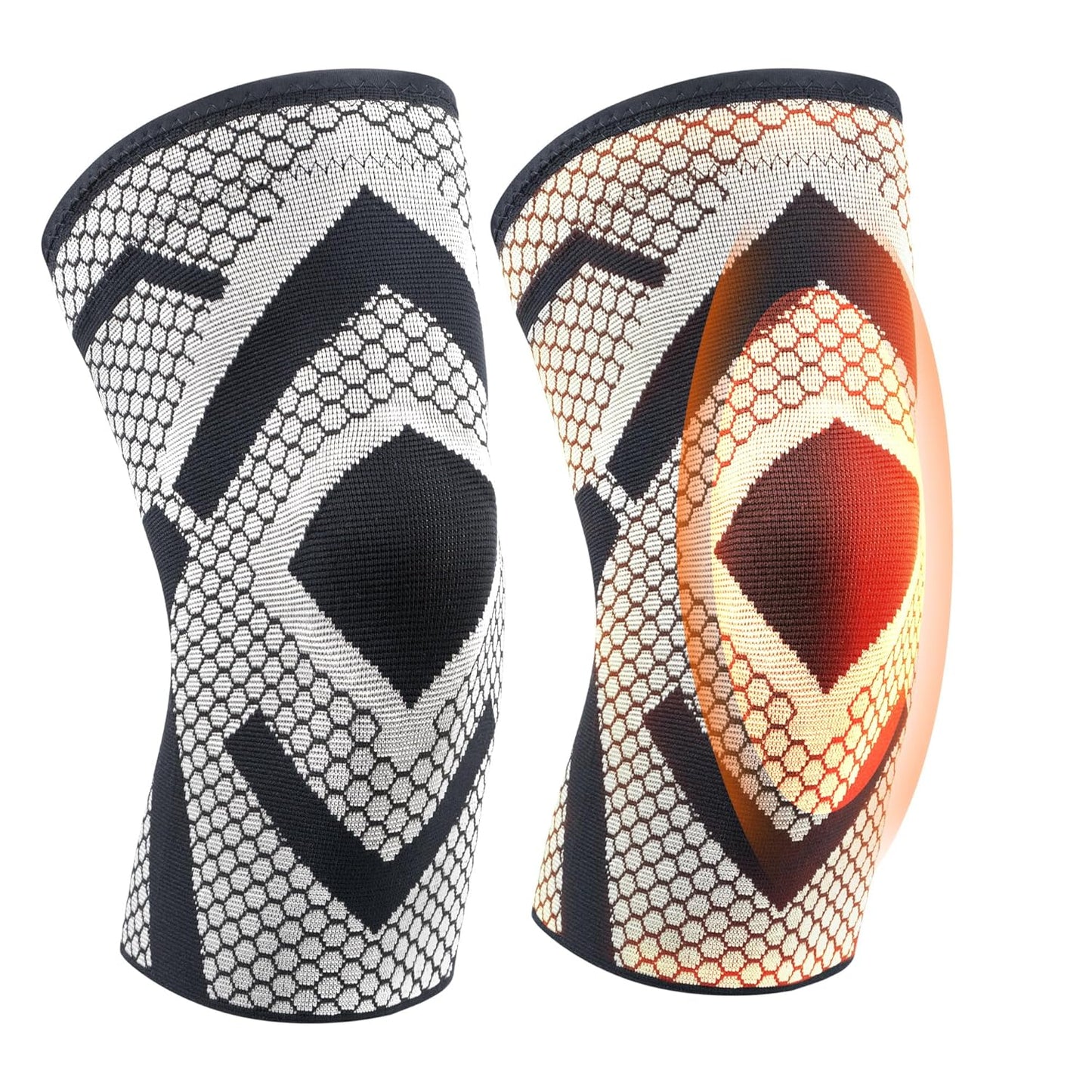 Skiennix Knee Support Brace - Thermal Compression Pads for Men & Women | 2-Pack for ACL & Arthritis Relief (Large)