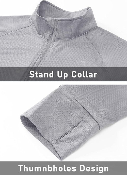 MAGCOMSEN Women's Lightweight Athletic Jacket - UPF 50+ Sun Protection, Full Zip, Long Sleeve, Hiking Ready